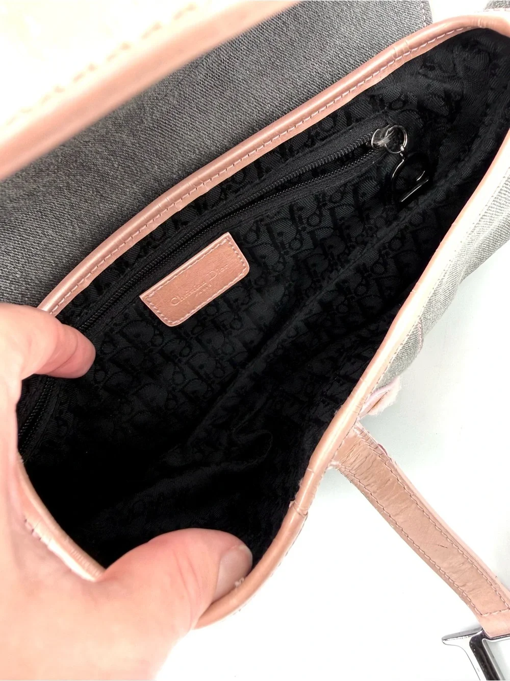 Dior Gray and Pink Galliano Saddle Bag - Picture 13 of 15